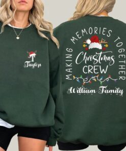 Two-Sides Family Name Christmas Crewneck - Custom Holiday Trip Shirt